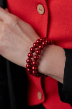 Браслет memory из красного жемчуга