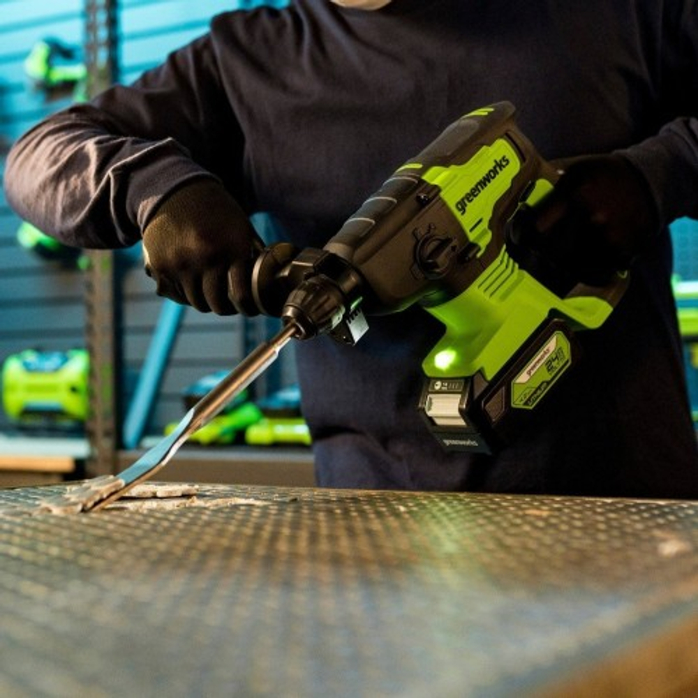 Перфоратор аккумуляторный GREENWORKS GD24SDS2 24V, АКБ 2Ач и ЗУ  3803007CUA