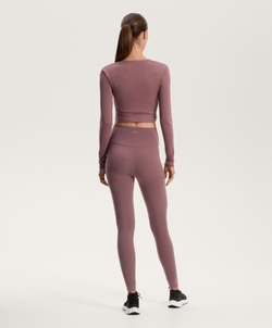 Oysho Топ с запахом из смесового хлопка в рубчик, розовый/лиловый