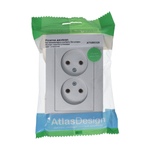 ATLASDESIGN РОЗЕТКА двойная без заземления,16А, в сборе, АЛЮМИНИЙ