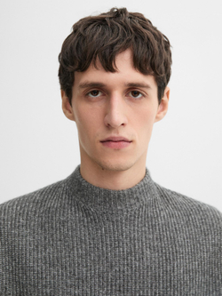 Massimo Dutti СВИТЕР ИЗ СМЕСОВОЙ ШЕРСТИ В РУБЧИК, СЕРЫЙ