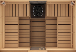 Сауна в сборе SAWO 2020ML-CD-G (2,0м х 2,0м, кедр, полностью стеклянная стена, дизайн Classic, левая)