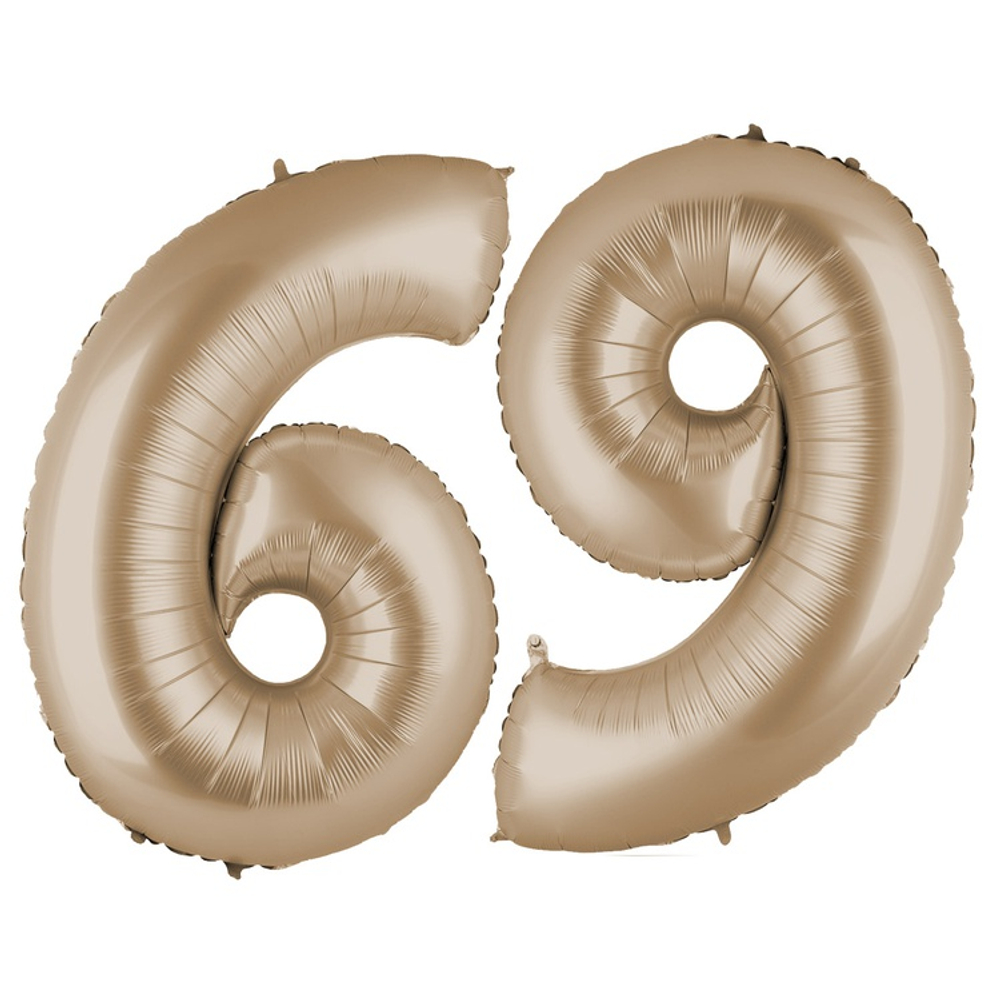 Шар фольгированный Цифра 6 101 см (Бежевый)