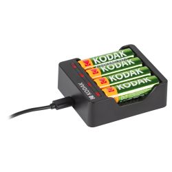 Зарядное устройство для аккумуляторов Kodak USB Overnight charger with 4 x AA 2700 mAh [K4AA/AAA] | Kodak