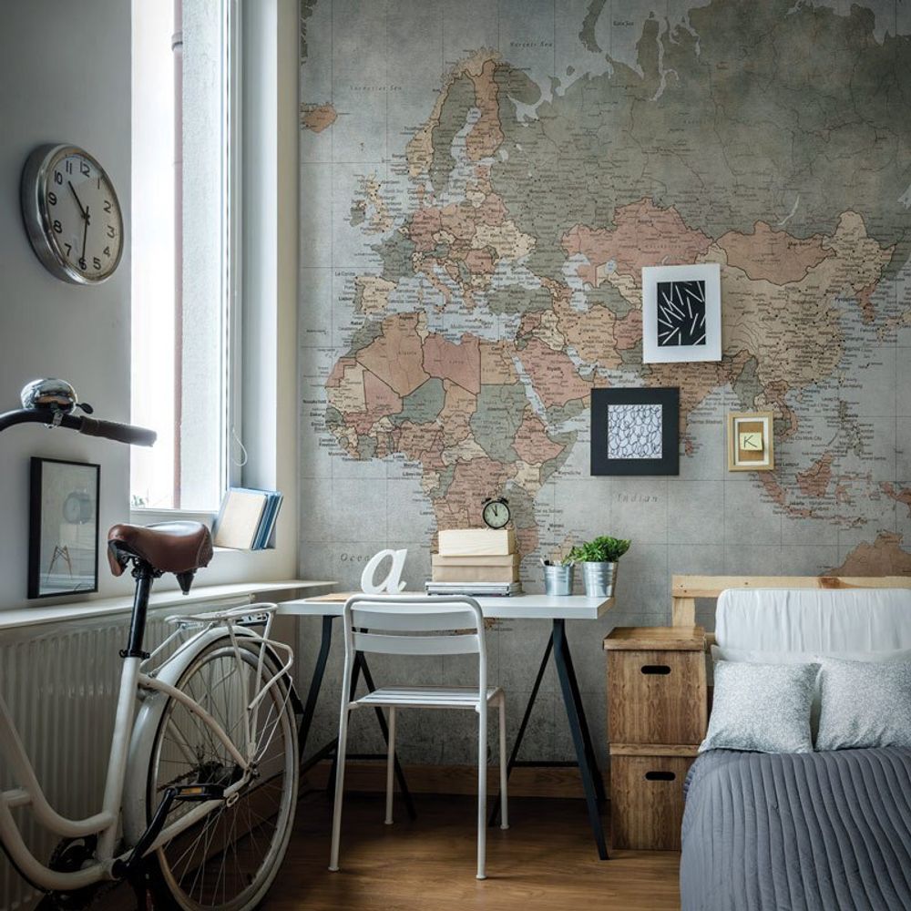 Бесшовная фреска ECO текстиль WORLD MAP, 2,7 м (Ширина 4 м)