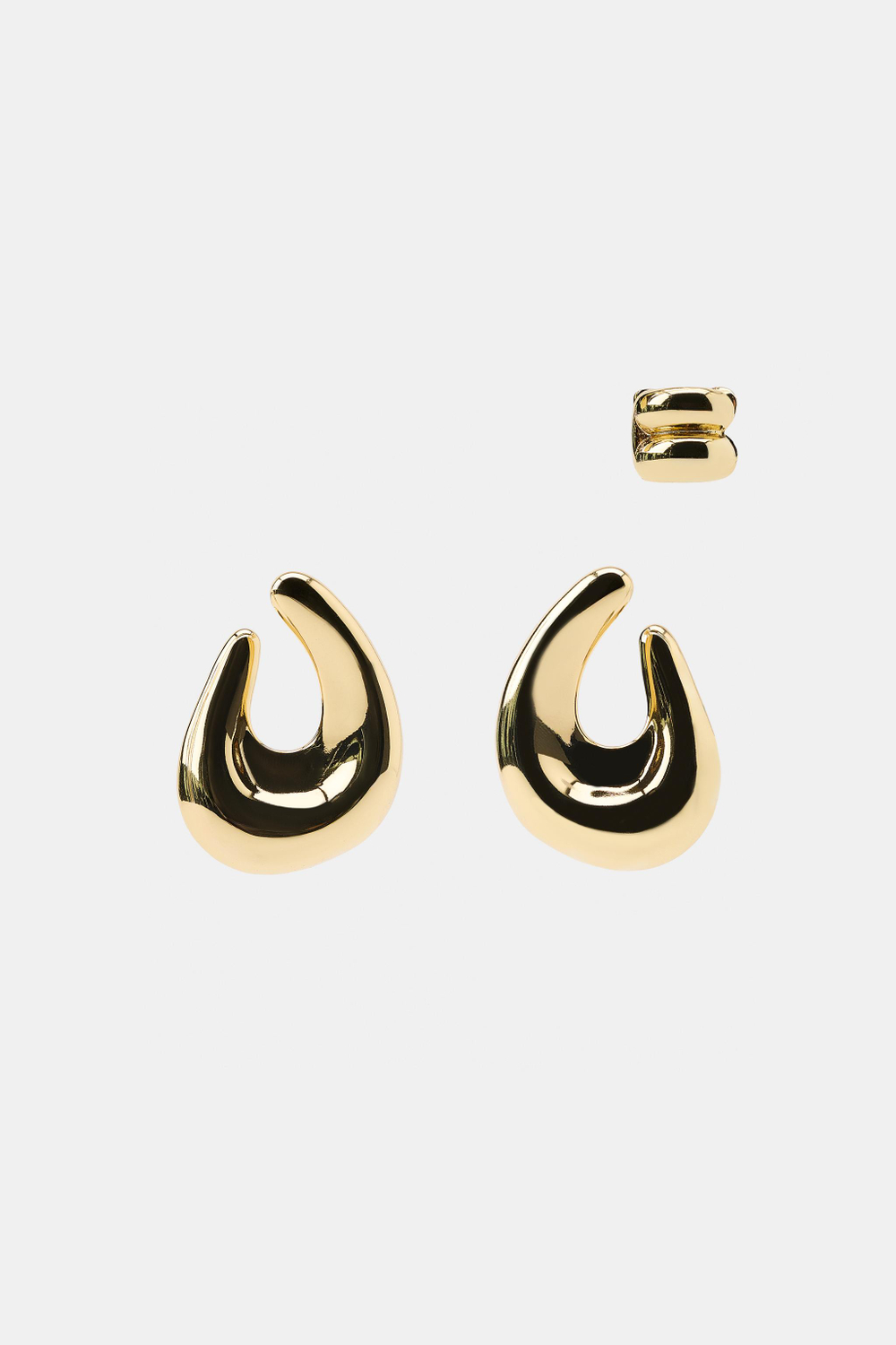 ZARA НАБОР СЕРЕГ-КОЛЕЦ И СЕРЬГИ-КАФФА, ЗОЛОТИСТЫЙ