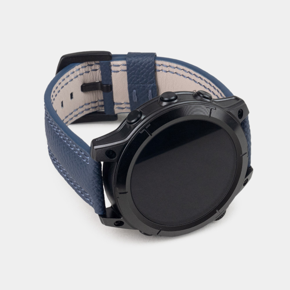 Ремешок для часов Garmin 47 mm классический из кожи теленка, синего цвета
