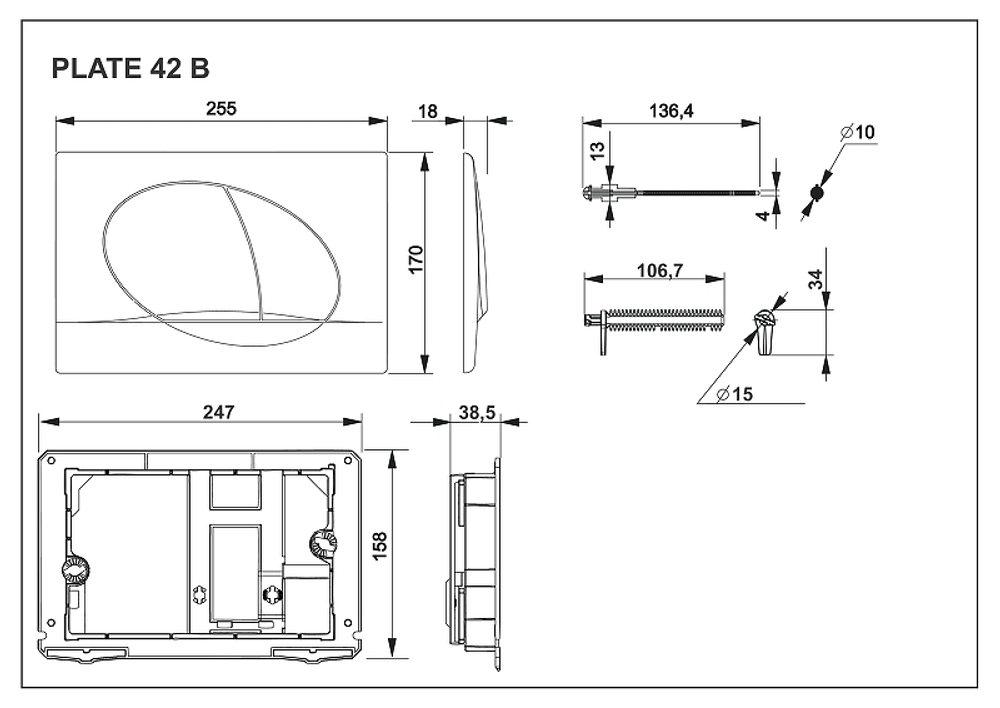 Комплект подвесного унитаза с инсталляцией Roca Meridian (Рока Меридиан) 7893104110, с сиденьем Микролифт и кнопкой смыва Хром глянцевый