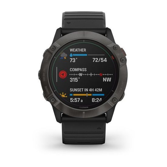 Мультиспортивные часы Garmin Fenix 6X Pro Solar - титановый серый DLC с черным ремешком 010-02157-21