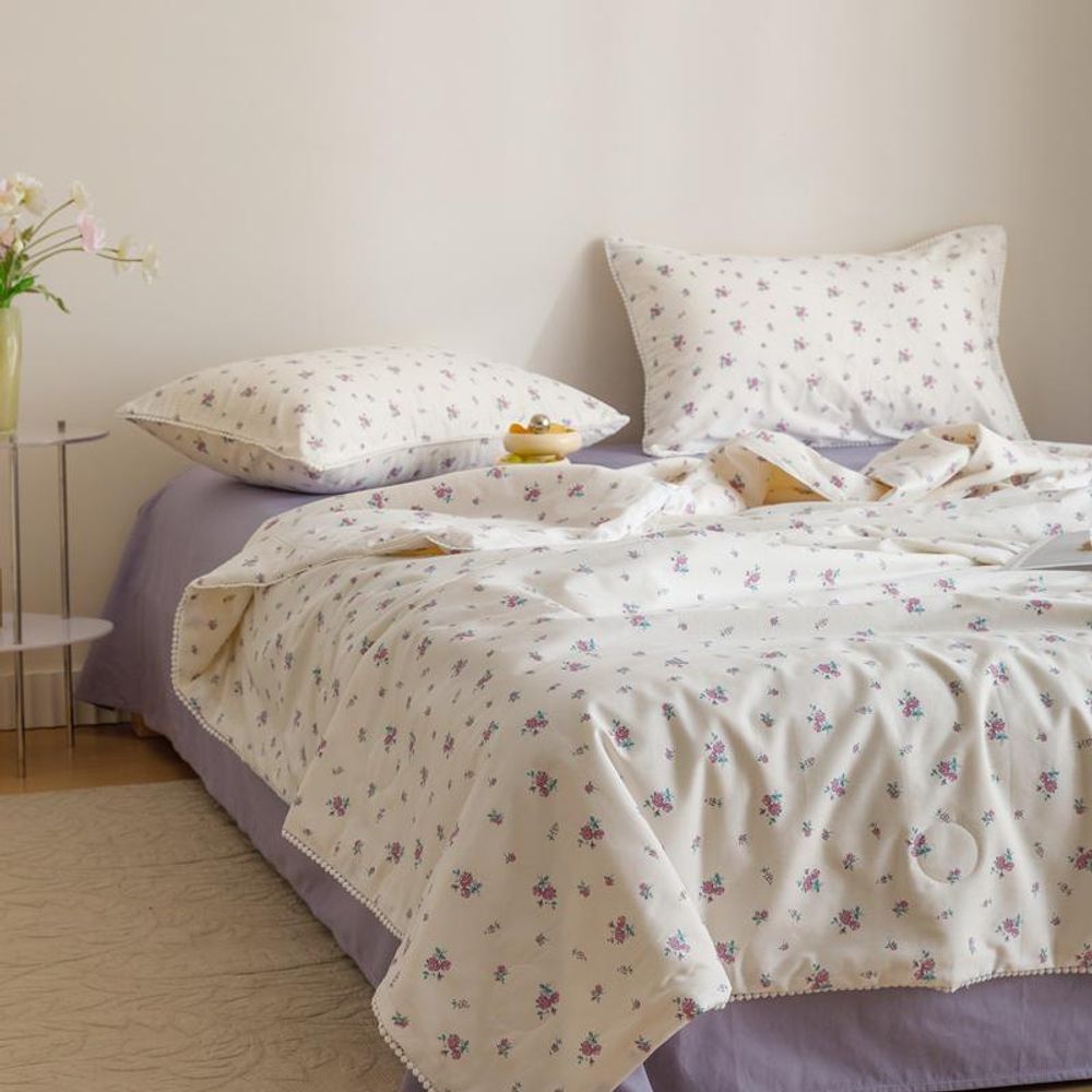 ZEPHYR HOME КПБ Полуторка с одеялом, Сиреневые цветочки