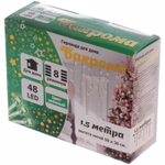 Гирлянда для дома БАХРОМА ш1,5м* в30/50см 48 ламп LED, прозрачн.провод, 8 реж, IP-20, Зеленый