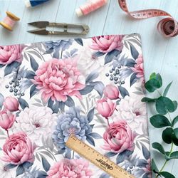 Ткань премиум бифлекс пастельные пионы