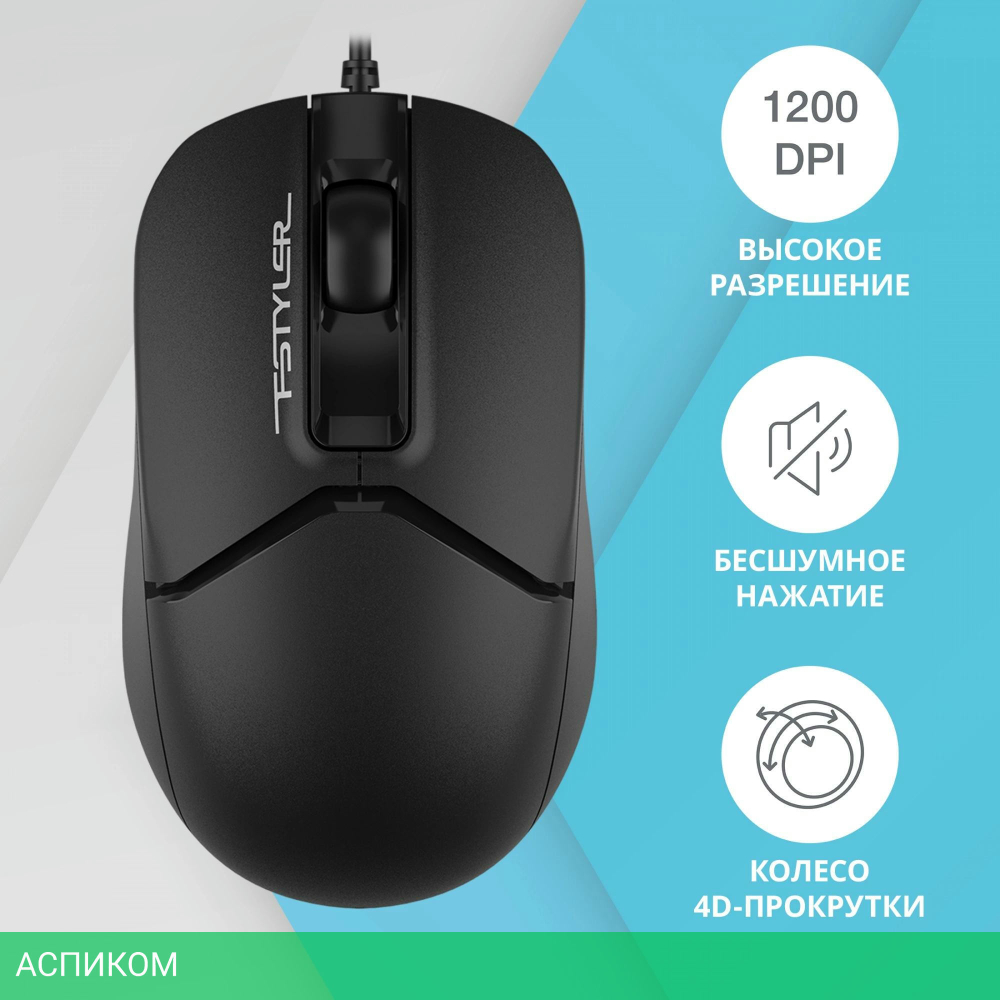 Мышь A4Tech Fstyler черный (FM12S)