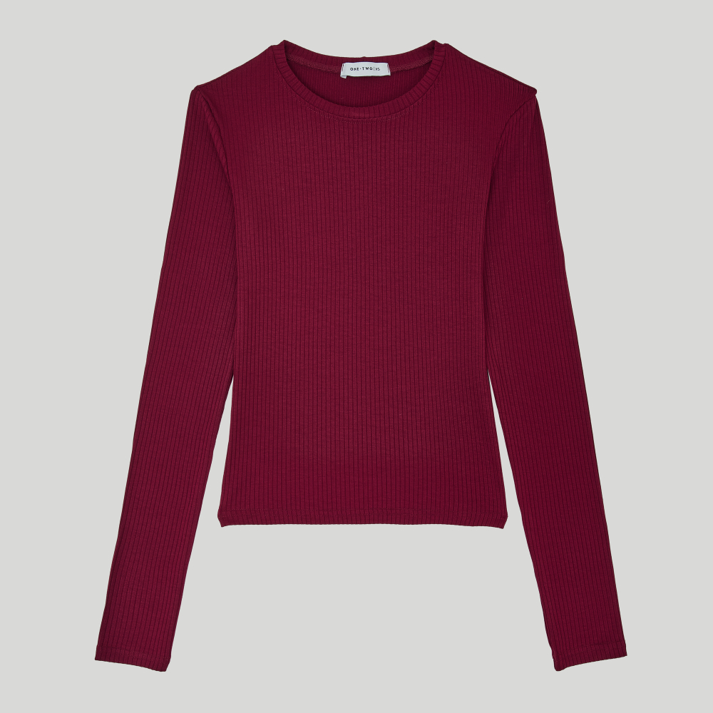 LS Ribbed T-Shirt Rhododendron