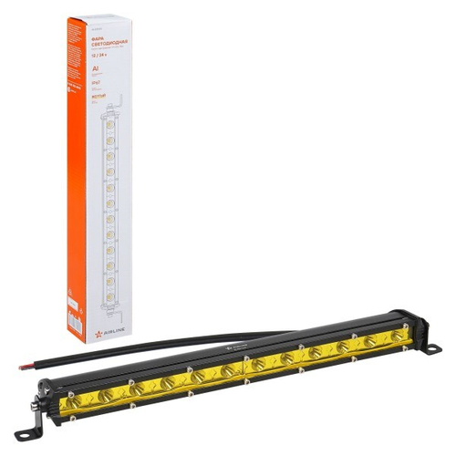 Фара светодиодная дополнительная 12 LED 18W (Балка) 12-24V 343*30*47 однорядная, желтый направленный свет (AIRLINE)