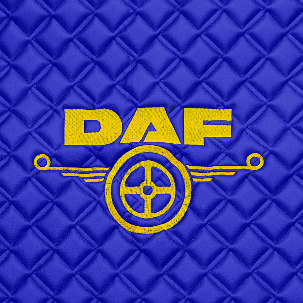 Ковры Daf XF-105 с 2006 года (механика) (экокожа, синий, синий кант, желтая вышивка)