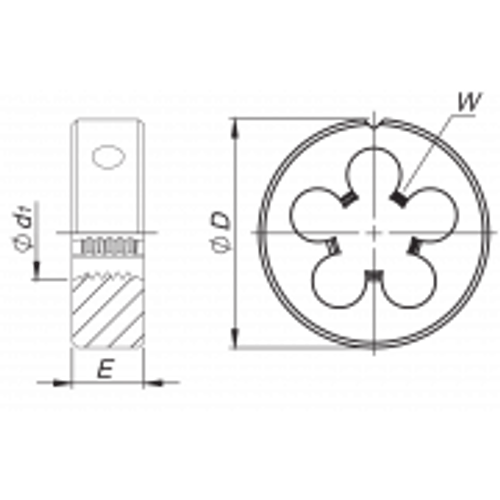 Плашка DIN-22568 M5x0,5 6g HSSE INOX N2-188001-0051