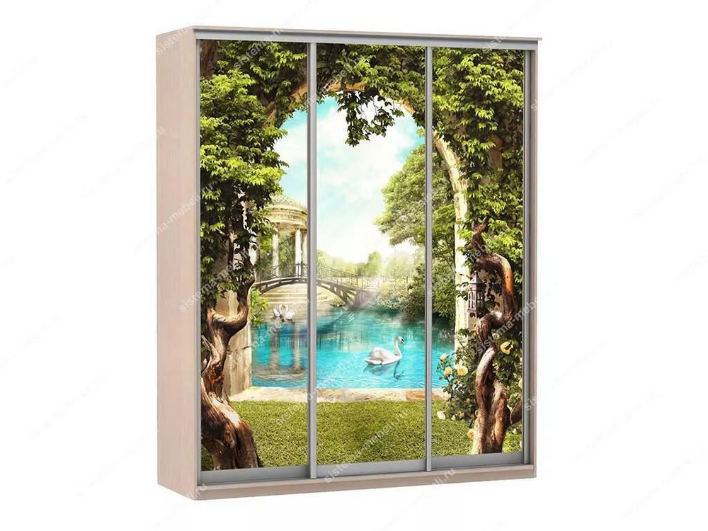 Шкаф купе Модерн 1776х450 3-х дверный 2-х секционный фотопечать №3 ясень