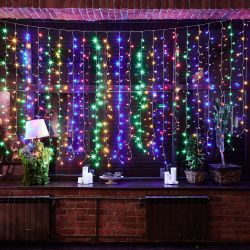 ULD-C3020-384-DTA-RC MULTI IP44 Занавес светодиодный. 3х2м. 384 светодиода. Разноцветный свет. Провод прозрачный. Пульт ДУ в-к. TM Uniel