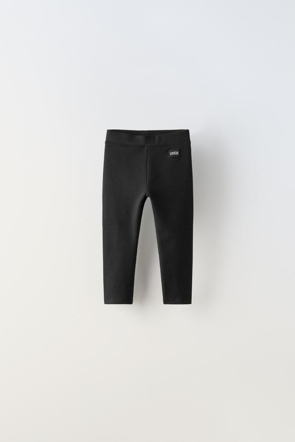 ZARA ЛЕГИНСЫ В РУБЧИК С НАШИВКОЙ, ЧЕРНЫЙ