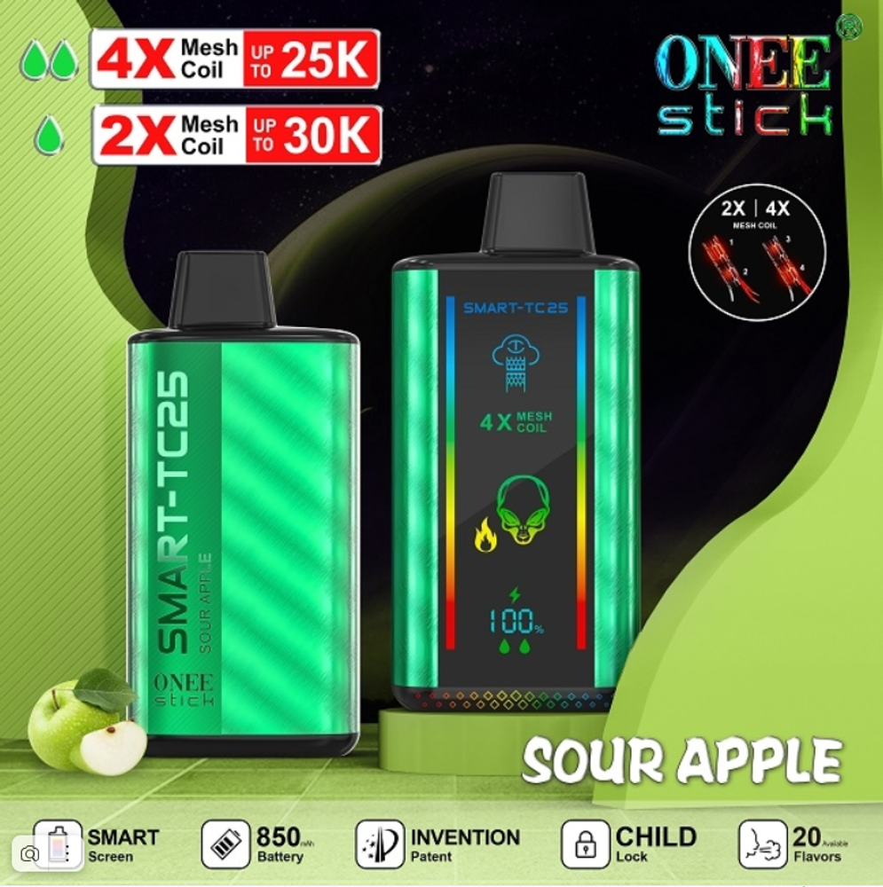 Kangvape TC25K Sour apple - кислое яблоко 25000 затяжек 20мг Hard (2% Hard)