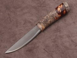 Якутский нож "Амга", сталь Х12МФ, рукоять стабилизированная карельская береза/акрил