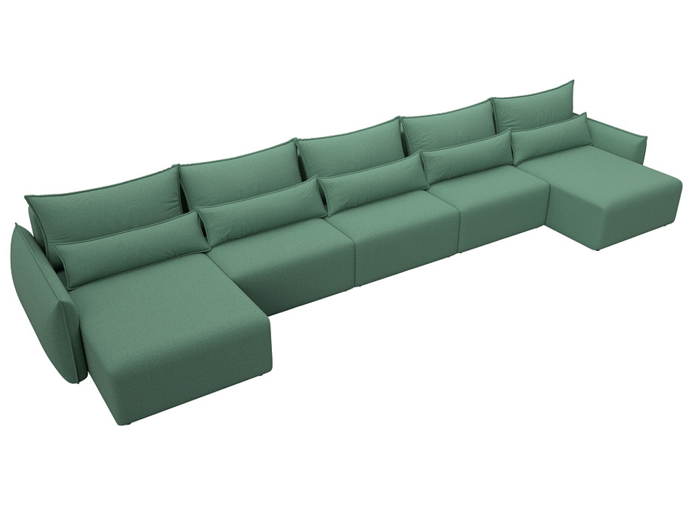 Диван П-образный Лига-051 НПБ МегаЛонг РОГОЖКА Амур 11 зеленый