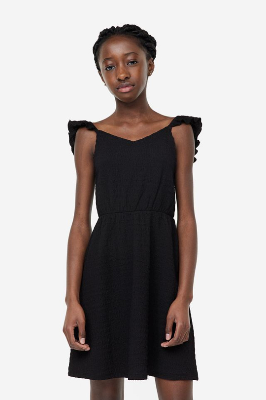 H&M Платье с оборками, черный