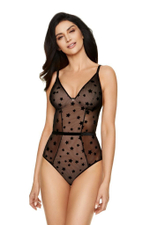 Боди Astra из сетки с флокированным рисунком (Размер: 38) (Цвет: черный)