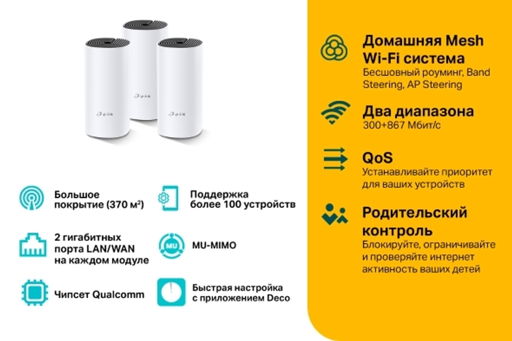 Домашняя Mesh Wi-Fi система TP-LINK Deco M4 (3-pack)