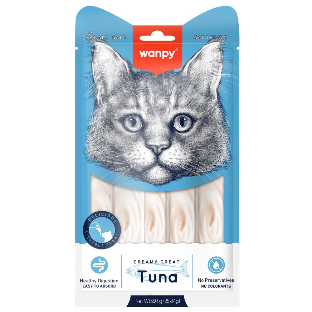 Wanpy Cat Лакомство для кошек нежное пюре из тунца 25х14г