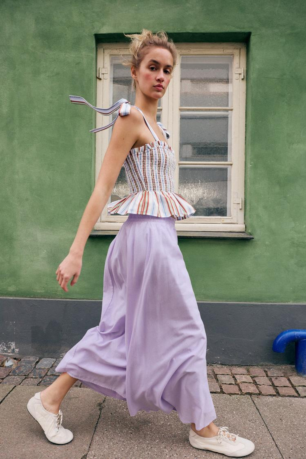 ZARA ЮБКА-НАКИДКА МИДИ, ЦВЕТ МАЛЬВЫ