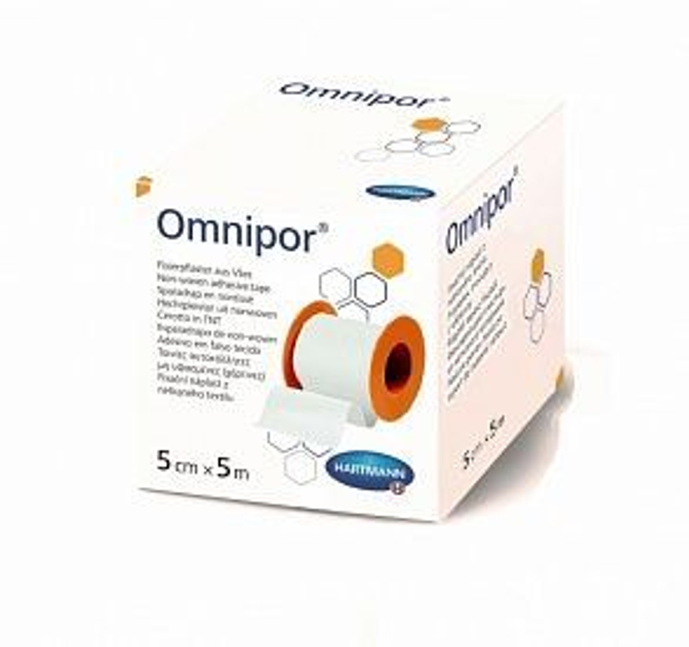 OMNIPOR - фикс.пластырь из нетканого матер. /белый/: 5см х 9,2м; 6шт.