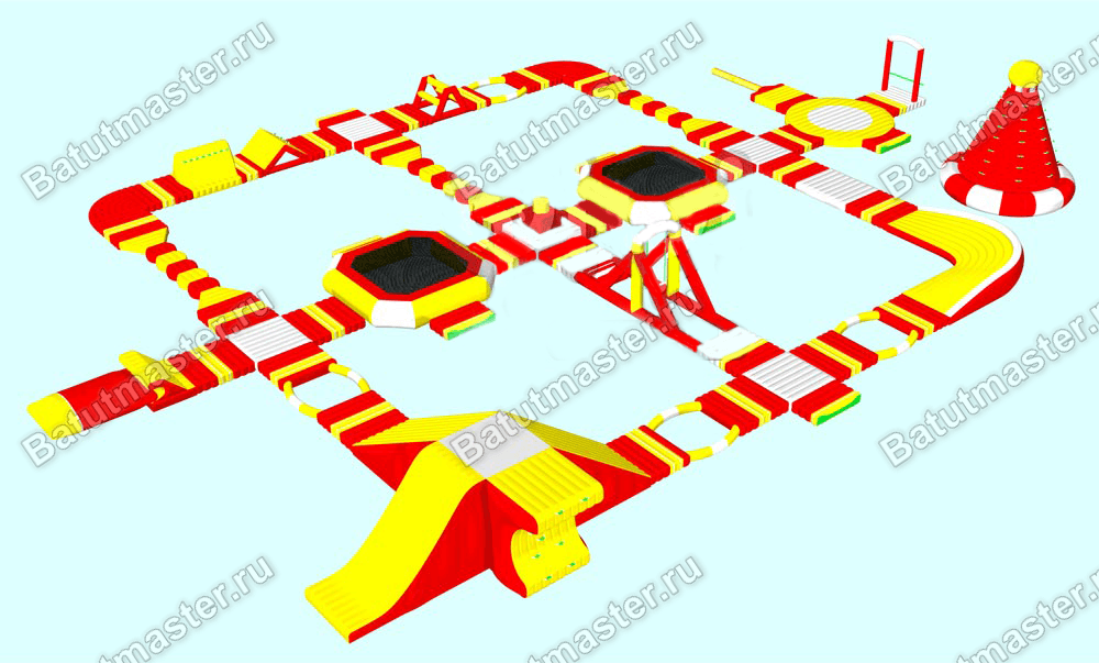 Коммерческий надувной аквапарк на воде «Коралловый берег» 36×26×5 м
