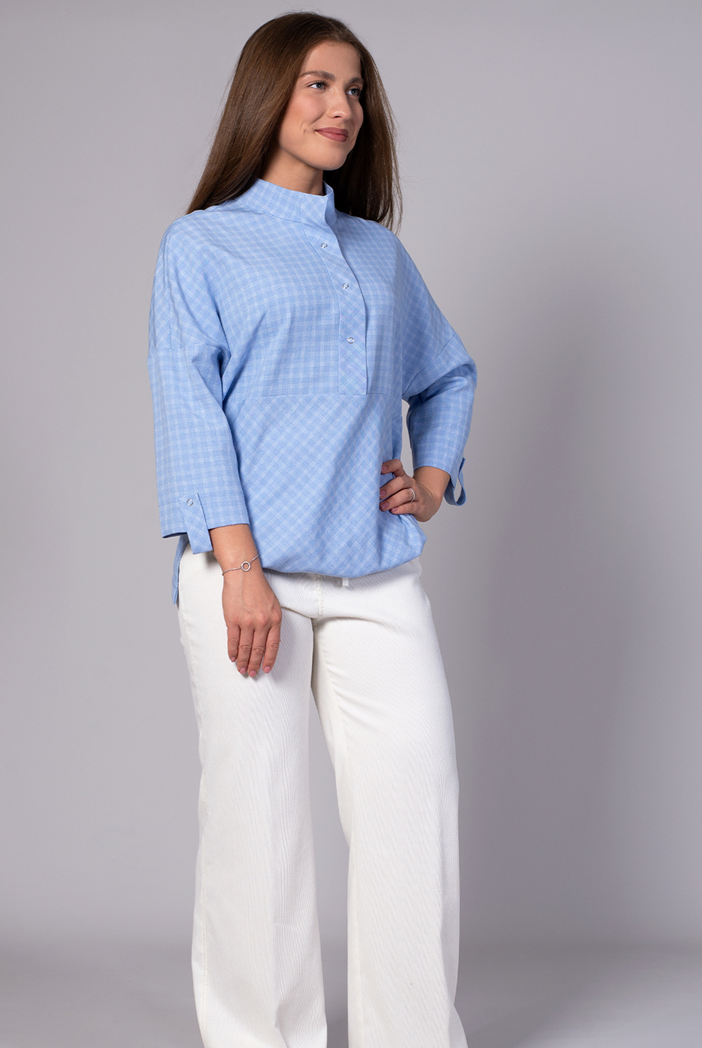 Блузка женская 3726ЛП, клетка #259Клб093726ЛП