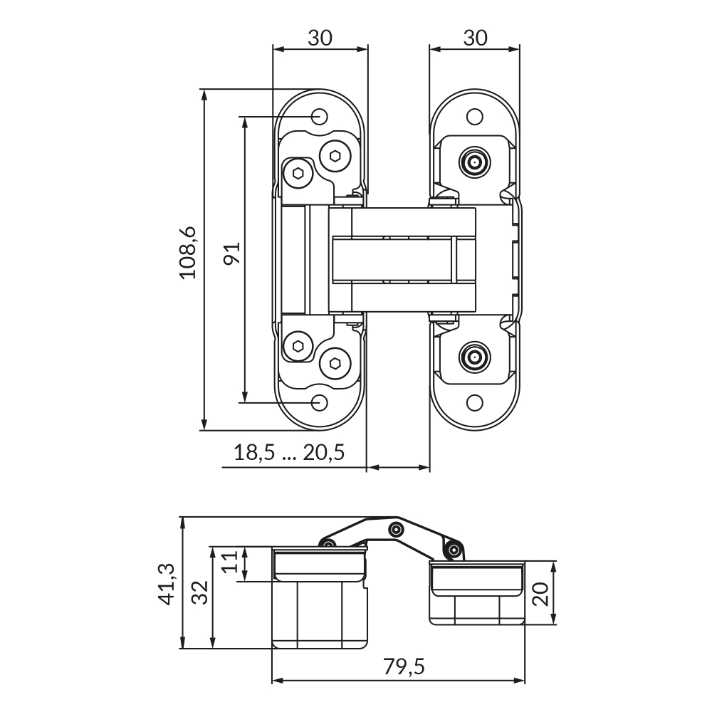 Петля скрытой установки UNION 2.0 BL черный