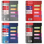 Тетрадь-блокнот 120 л., A5, 170x215 мм, BRAUBERG, линия, гребень, обложка пластиковая, 4 разделителя, "Rich", 401791, 4шт