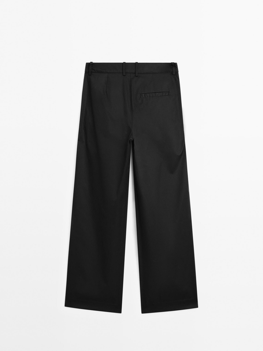 Massimo Dutti Брюки прямого кроя из 100% хлопка со средней посадкой, черный