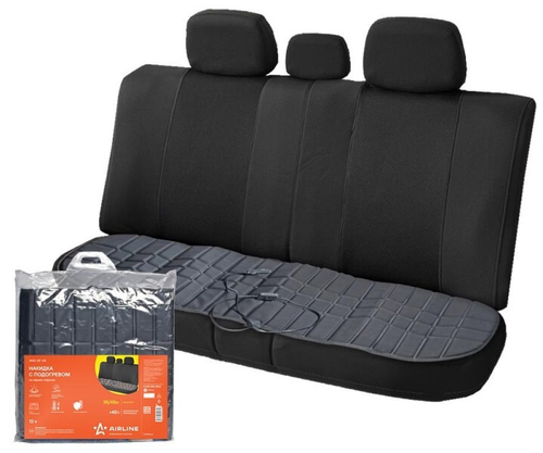 Обогрев заднего сиденья черный 12V 135х48 см 35/45Вт с терморегулятором (3 режима) (AIRLINE)