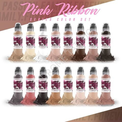 16 Color Samantha Rae's Pink Ribbon Set 1oz World Famous Tattoo Ink