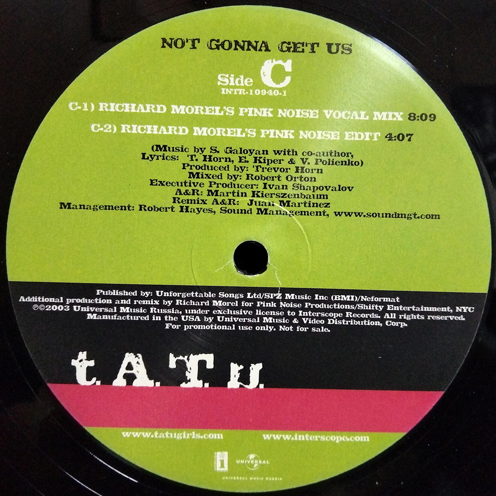 t.A.T.u. / Not Gonna Get Us (2x12" Vinyl Single)