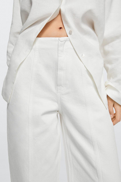 Massimo Dutti Джинсы прямого кроя с декоративными швами, экрю