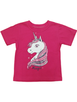 14011 Футболка детская фуксия с наклейкой (64-122/128)