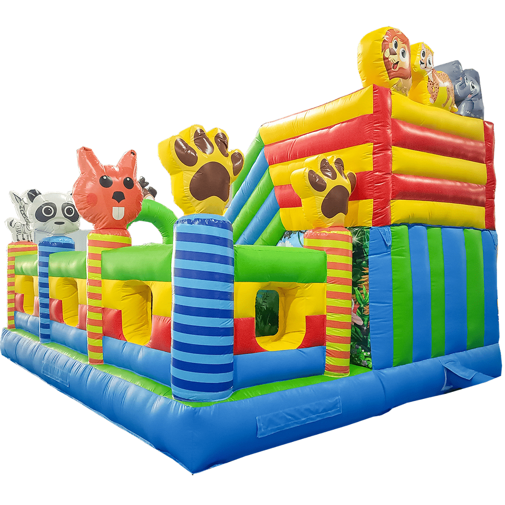 Коммерческий надувной батут «Звериный мир 2» с горкой и аркой, 6*5*4.2 м