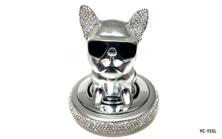 Ароматизатор-игрушка -на торпеду- Собачка Бульдог -(сух)- YC-15SL серебристый