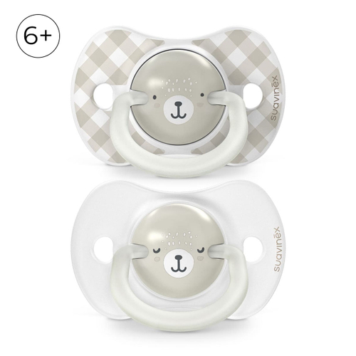 Набор пустышек Suavinex Night&Day Wild бежевый 6-18 мес, 2 шт