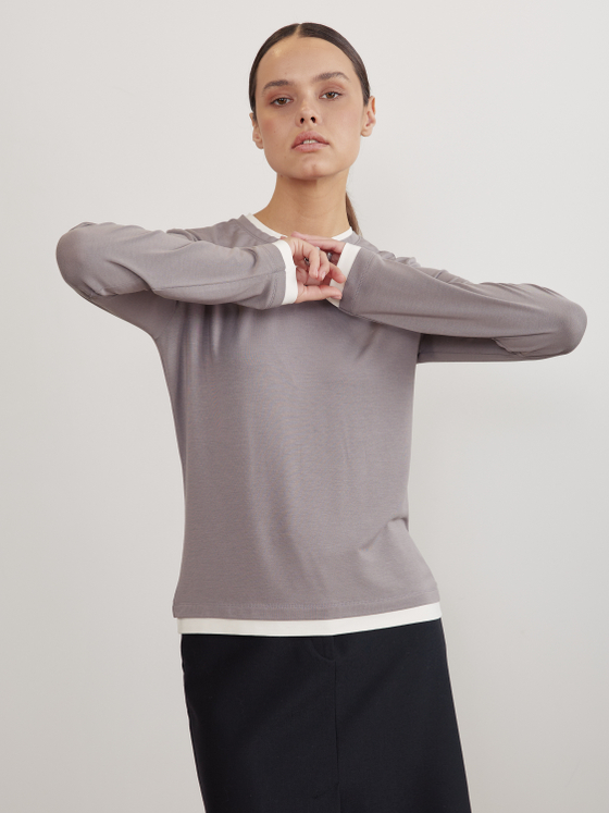 ЛОНГСЛИВ С МАНЖЕТАМИ СЕРЫЙ