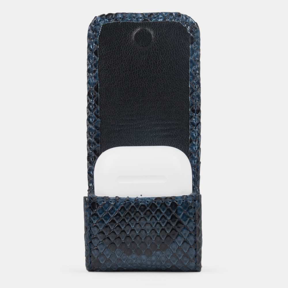 Чехол для наушников Petit из кожи питона, синего цвета