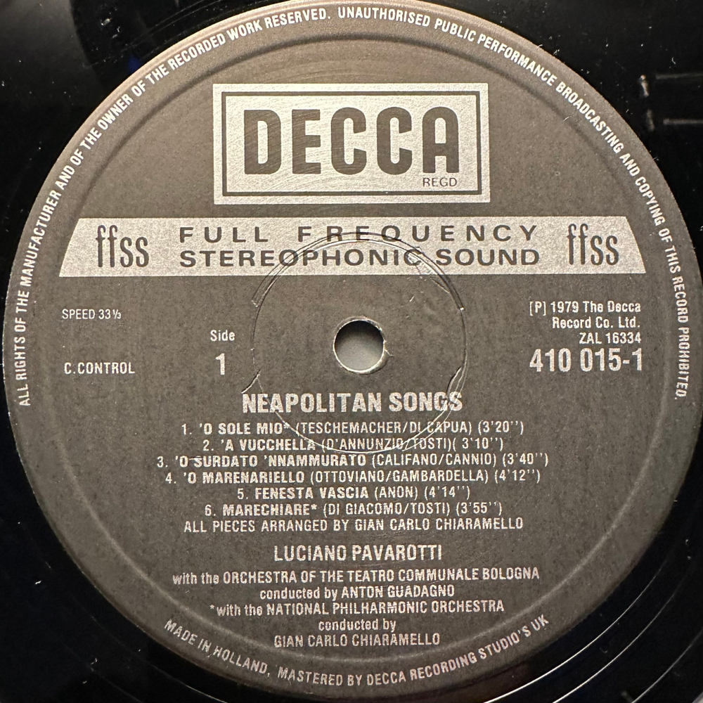 Luciano Pavarotti - 'O Sole Mio - Favourite Neapolitan Songs (Голландия 1981г.)