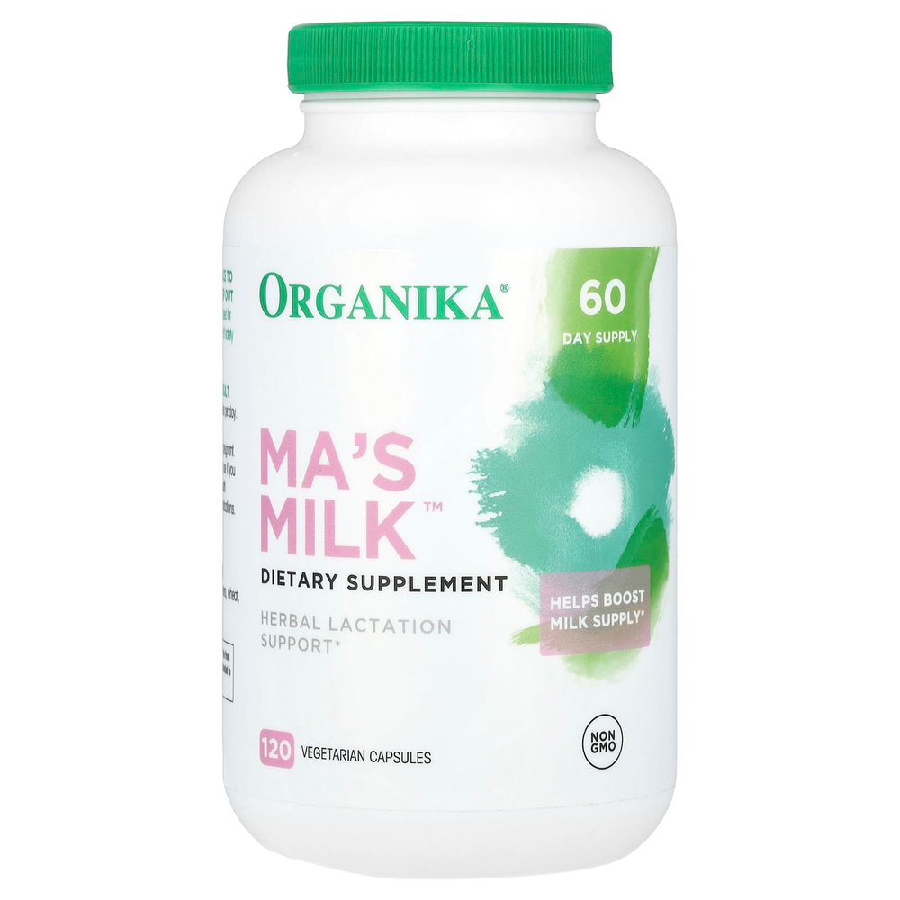 Organika, MA's Milk, травяная поддержка лактации, 120 растительных капсул